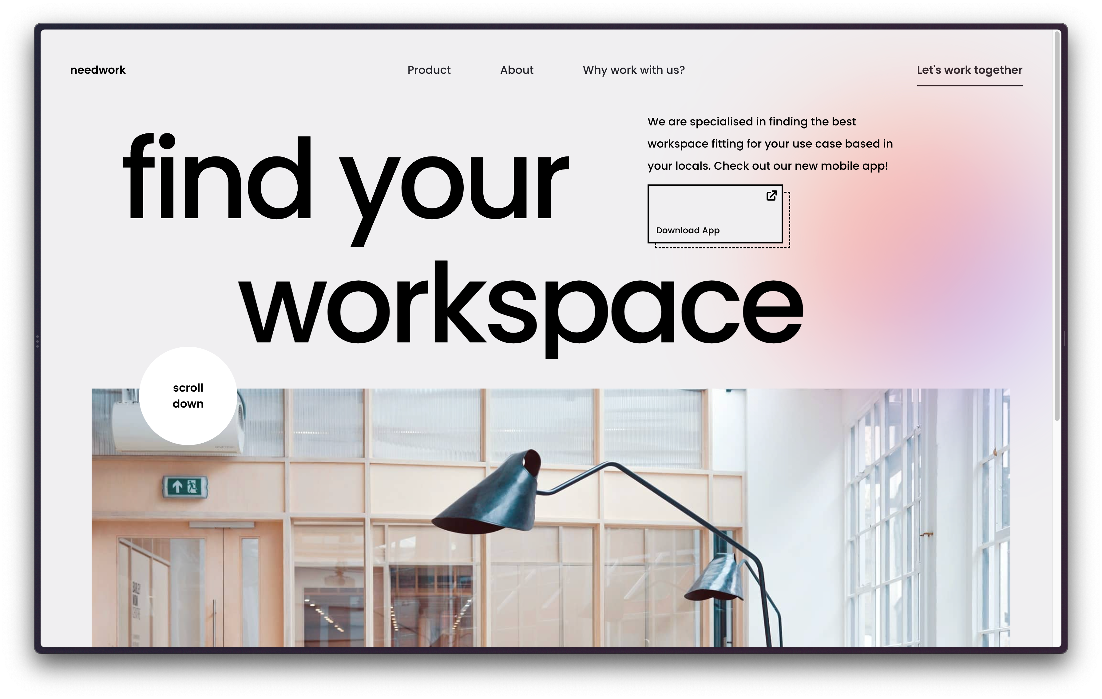 Preview of needwork's landing page